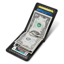 Load image into Gallery viewer, NewBring Black Carbon FIber-Look Money Clip RFID Blocking Driver License ID Cash