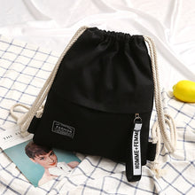 Load image into Gallery viewer, 1PC New Fashion Canvas School Bags Drawstring Backpack Bag Portable Casual String Knapsack for Women Men Mochila Saco BackpacK