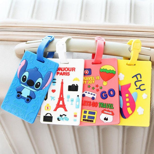 Kawaii Stitch Doraemon Suitcase Luggage Tag Cartoon ID Address Holder Baggage Label Silica Ge Identifier Cute Travel Accessories