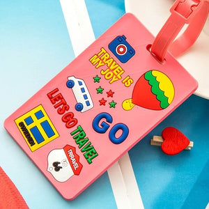 Kawaii Stitch Doraemon Suitcase Luggage Tag Cartoon ID Address Holder Baggage Label Silica Ge Identifier Cute Travel Accessories