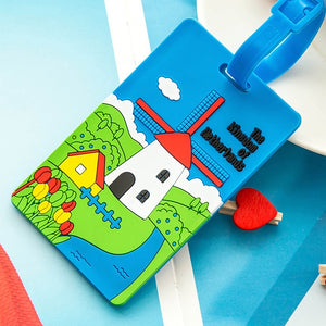 Kawaii Stitch Doraemon Suitcase Luggage Tag Cartoon ID Address Holder Baggage Label Silica Ge Identifier Cute Travel Accessories